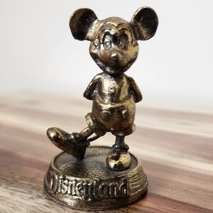 Vintage 70s Solid Brass Mickey Mouse Collectible Figurine Walt Disney